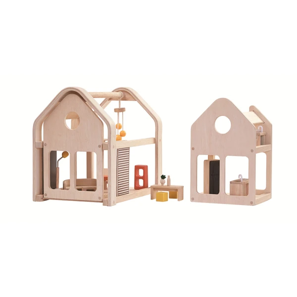 PLAN TOYS PORTABLE DOLLHOUSE WITH FURNITURES