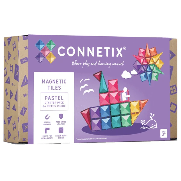 CONNETIX MAGNETIC TILES PASTEL STARTER PACK 64 pcs