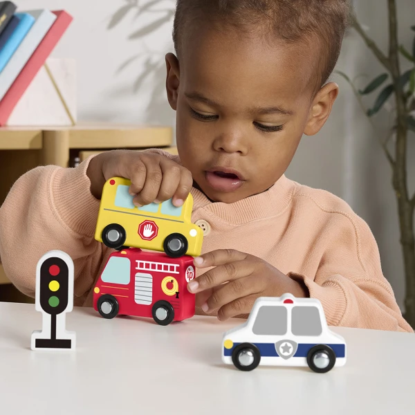 FISHER PRICE WOODEN VEHICLE SET 