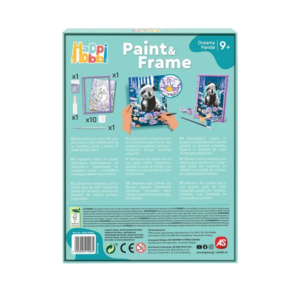 HAPPIHOBBI PAINT & FRAME BY NUMBERSDREAMY PANDA FOR 9+ YEARS