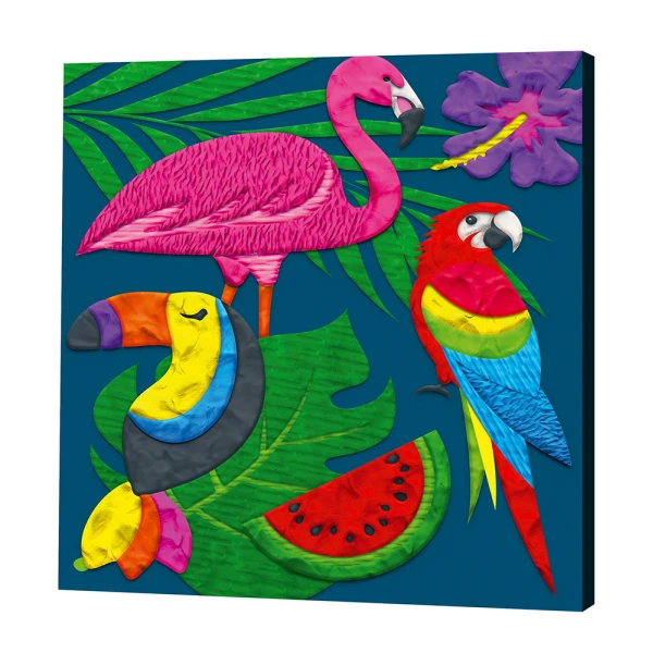 SPLAT PLANET MESS-FREE PAINT KIT WITH CLAY TROPICAL CANVAS MOUNTED