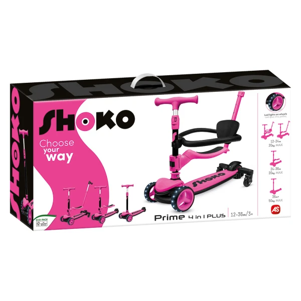 SHOKO ΠΑΙΔΙΚΟ ΠΑΤΙΝΙ PRIME 4 IN 1 PLUS ΣΕ ΡΟΖ ΧΡΩΜΑ ΓΙΑ 12+ ΜΗΝΩΝ