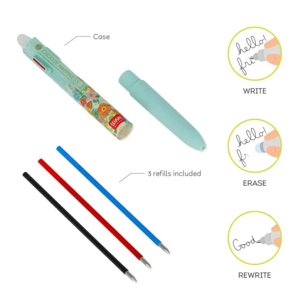 LEGAMI MAKE MISTAKES - 3-COLOUR ERASABLE GEL PEN - FLOWERS