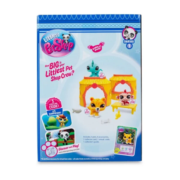 LITTLEST PETSHOP FIGURES 3 pcs. WITH ACCESSORIES - JUNGLE