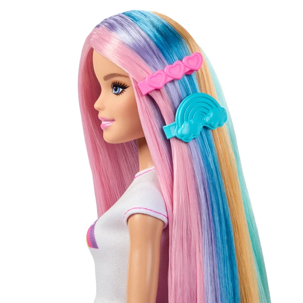 BARBIE ΚΟΥΚΛΑ ΠΟΛΥΧΡΩΜΑ ΜΑΛΛΙΑ ΜΕ ΓΚΛΙΤΕΡ