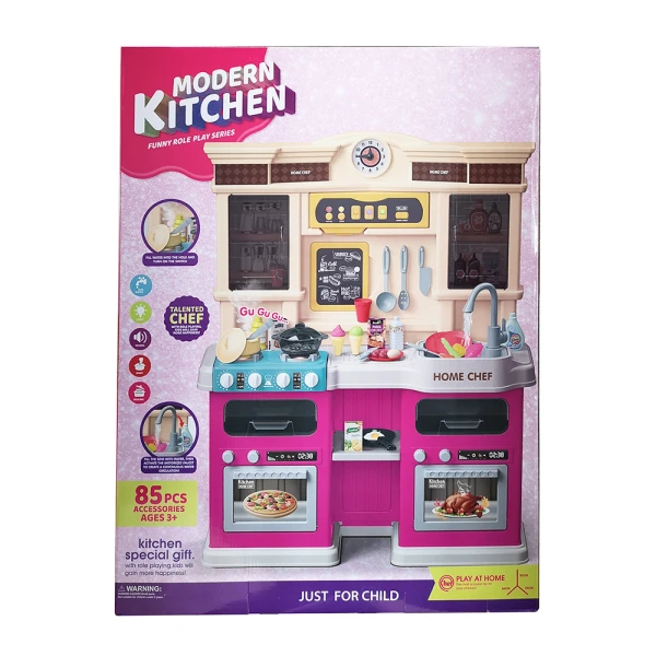 KITCHEN WITH LIGHTS SOUNDS WATER SPRAY FUNCTION 85 PCS