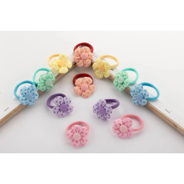 HAIR TIES SET 2 pcs FLOWER - 6 COLOURS