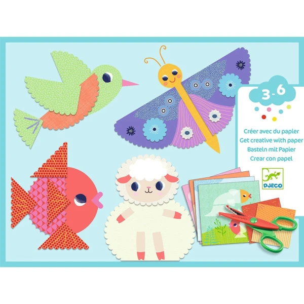 DJECO STICKER AND SCISSOR COLLAGE - ANIMALS