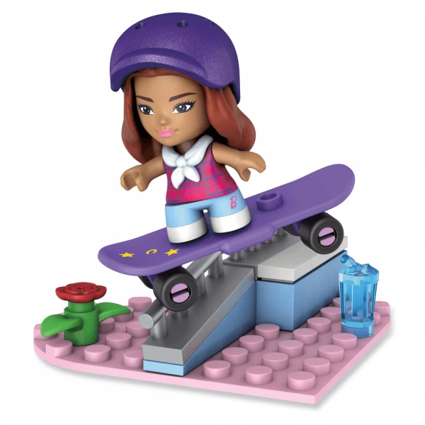 MEGA BLOKS BARBIE FIGURE WITH ACCESSORIES 25 pcs - SKATEBOARDER