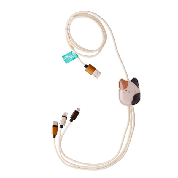 SQUISHMALLOWS 3-IN-1 CHARGING CABLE 1.2M - CAM THE CAT
