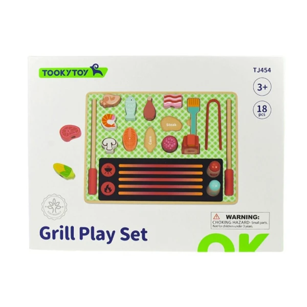 TOOKY TOY WOODEN SET GRILL AND WEDGES