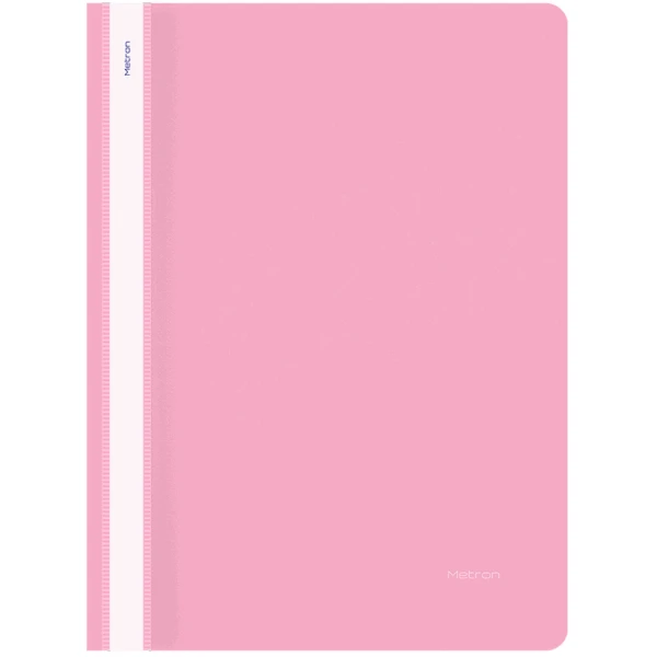 METRON PLASTIC FOLDER WITH FASTENER LIGHT PINK