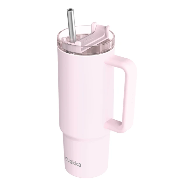 QUOKKA STAINLESS STEEL THERMAL RAMBLER ΚΟΥΠΑ ΜΕ ΚΑΛΑΜΑΚΙ 950ml - LIGHT PINK