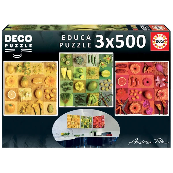 EDUCA ΠΑΖΛ 3X500 τεμ. EXOTIC FRUITS AND FLOWERS ANDREA TILK