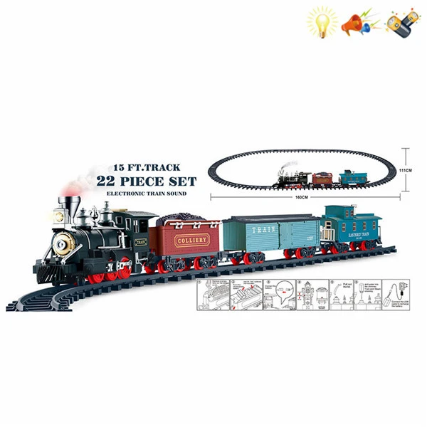 LARGE TRAIN WITH SMOKE LIGHTS 22 PCS L: 450 CM.
