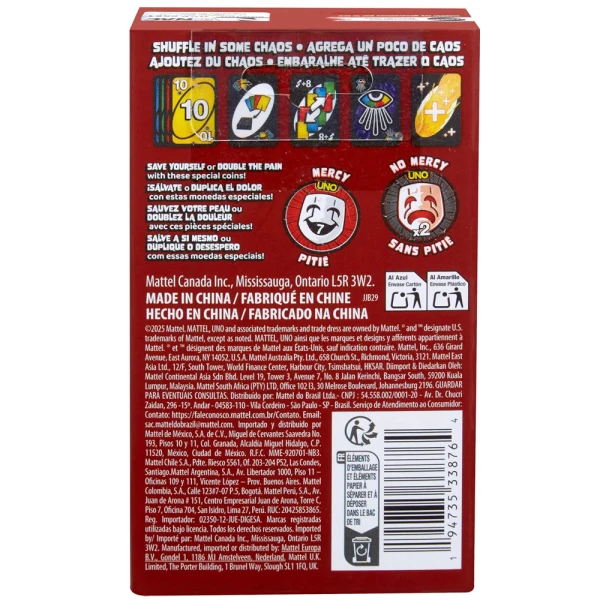 CARDS BOARD GAME UNO NO MERCY BOOSTER SET