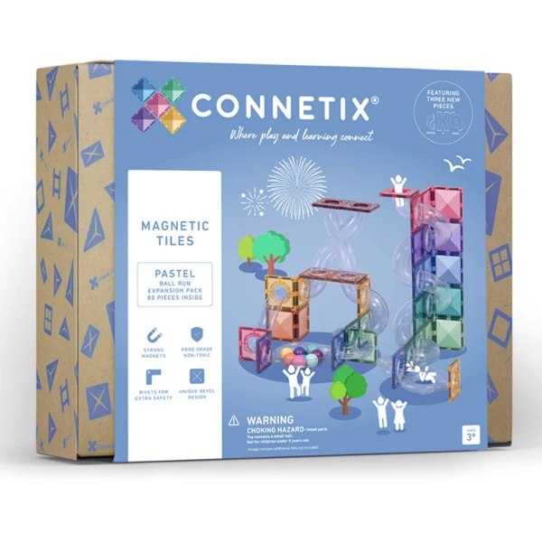 CONNETIX MAGNETIC TILES PASTEL BALL RUN EXPANSION PACK 80 pcs
