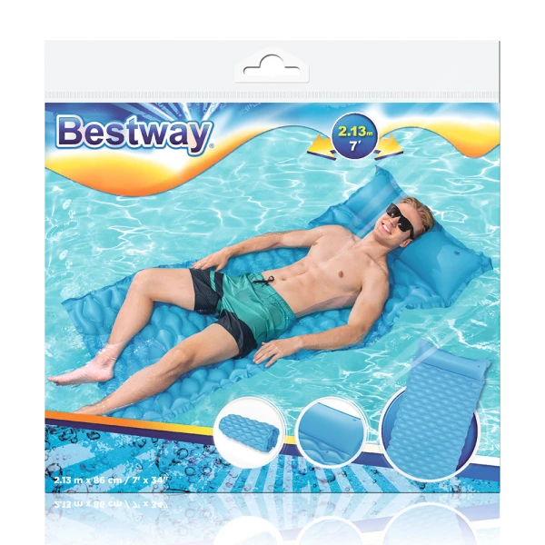 BESTWAY INFLATABLE SEA MATTRESS 213Χ86 cm FLOAT \'N ROLL BLUE