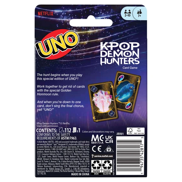 CARDS BOARD GAME UNO K-POP DEMON HUNTERS