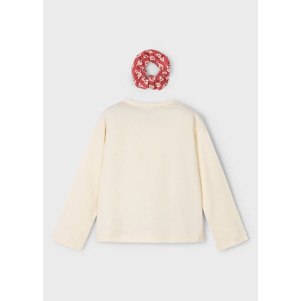 MAYORAL  LONG-SLEEVE T-SHIRT SCRUNCHY ECRU-RED