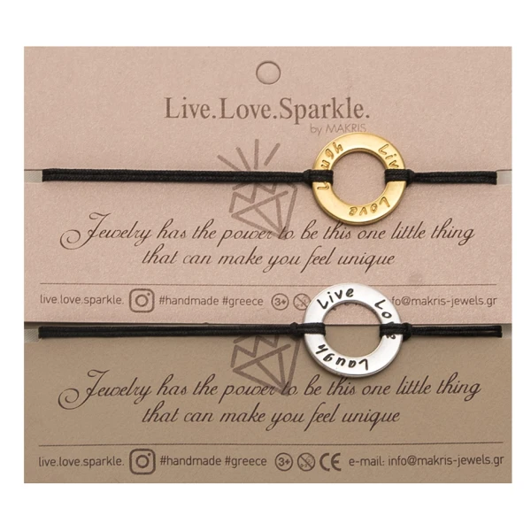 HANDMADE BRACELET DISC LIVE-LOVE-LAUGH - 2 COLOURS