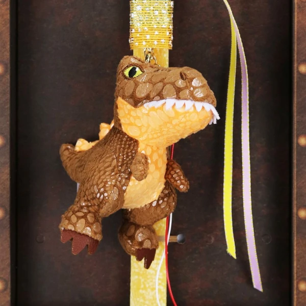SYNCHRONIA HANDMADE CANDLE 30 cm KEYCHAIN DINOSAUR BROWN