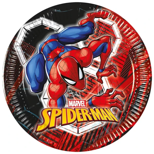 ΧΑΡΤΙΝΑ ΠΙΑΤΑ 20 εκ. 8 τεμ. SPIDERMAN WORLD OF WEB