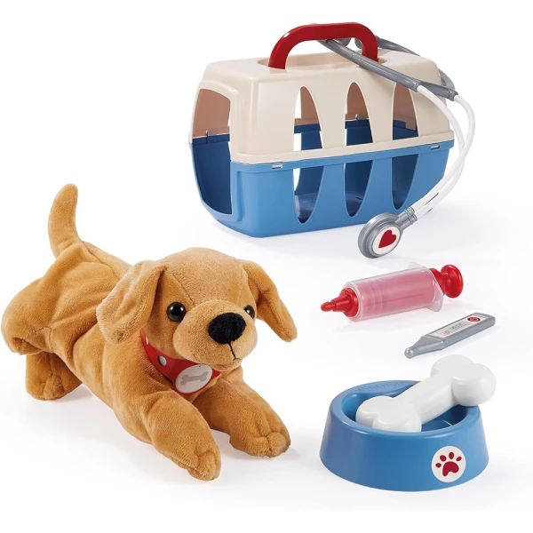 ECOIFFIER PLUSH DOG WITH CARRIER AND VETERINARY ACCESSORIES