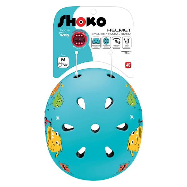 SHOKO PROTECTIVE HELMET WITH LIGHT - MINTY MONSTERS