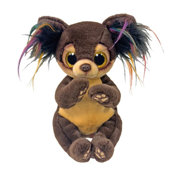 TY BEANIE BELLIES FLUFFY BROWN PAPILLION DOG 15 cm