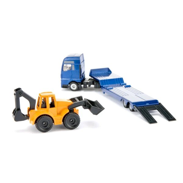 SIKU MAN LORRY WITH BACKHOE LOADER 1:87
