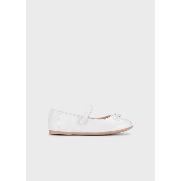 MAYORAL BALLERINA SHOES BEADS WHITE-SILVER