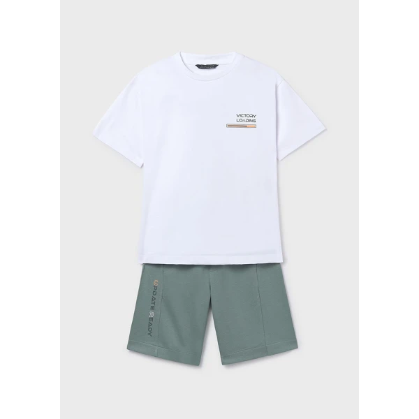 MAYORAL SET COTTON JERSEY PRINT BEHIND LIGHT GREEN