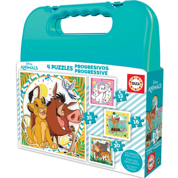EDUCA PROGRESSIVE CASE PUZZLE 12-16-20-25 pcs DISNEY CLASSIC ANIMALS