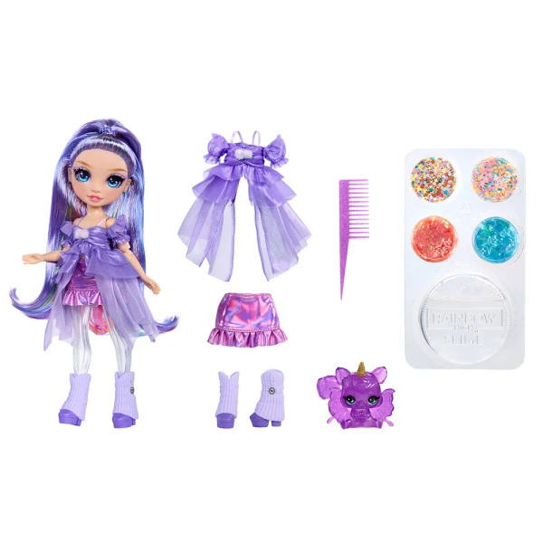 RAINBOW HIGH SHIMMERS ΚΟΥΚΛΑ ΜΟΔΑΣ ΚΑΙ SLIME VIOLET