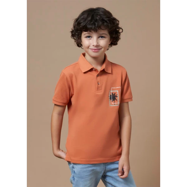 MAYORAL POLO SHORT SLEEVES PRINT SOFT ORANGE