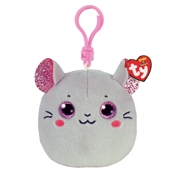 TY SQUISHY BEANIES CLIP CATRIP MOUSE GREY