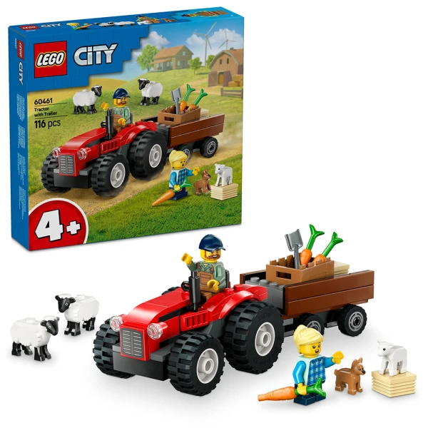 LEGO® CITY ΚΟΚΚΙΝΟ ΑΓΡΟΤΙΚΟ ΤΡΑΚΤΕΡ ΜΕ ΤΡΕΙΛΕΡ & ΠΡΟΒΑΤΑ