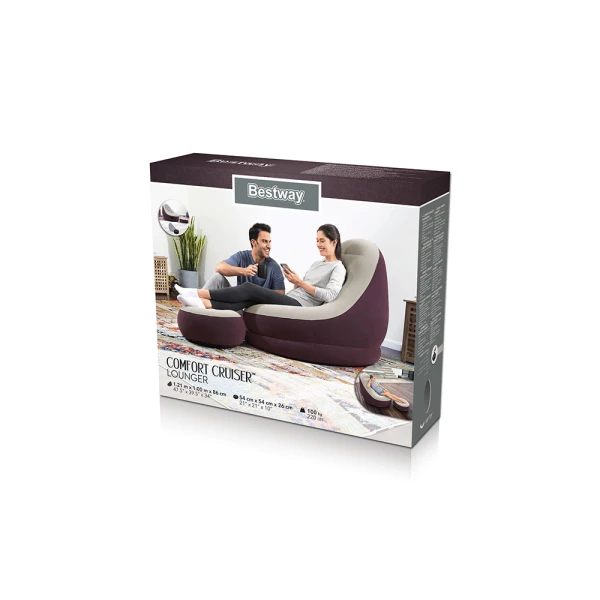 BESTWAY INFLATABLE 121X100X86 cm COMFORT CRUISER LOUNGE BORDEAUX