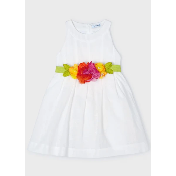 MAYORAL DRESS BELT FLOWERS WHITE