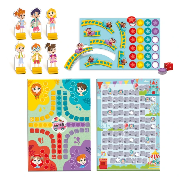 HAPPIHOBBI MAGNETIC BOARD GAME LUNA PARK SNAKES - LADDERS WITH 37 EDUCATIONAL PAPER MAGNETS