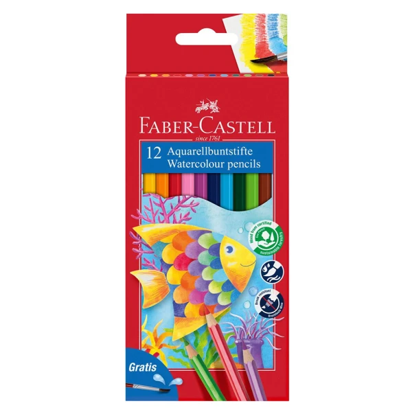 FABER-CASTELL ΞΥΛΟΜΠΟΓΙΕΣ ΑΚΟΥΑΡΕΛΑΣ 12 τεμ. & ΠΙΝΕΛΟ