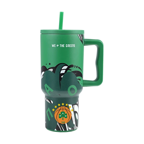 ESTIA HOME ART ΘΕΡΜΟΣ 900ml XL ΜΕ ΚΑΛΑΜΑΚΙ PANATHINAIKOS WE THE GREENS