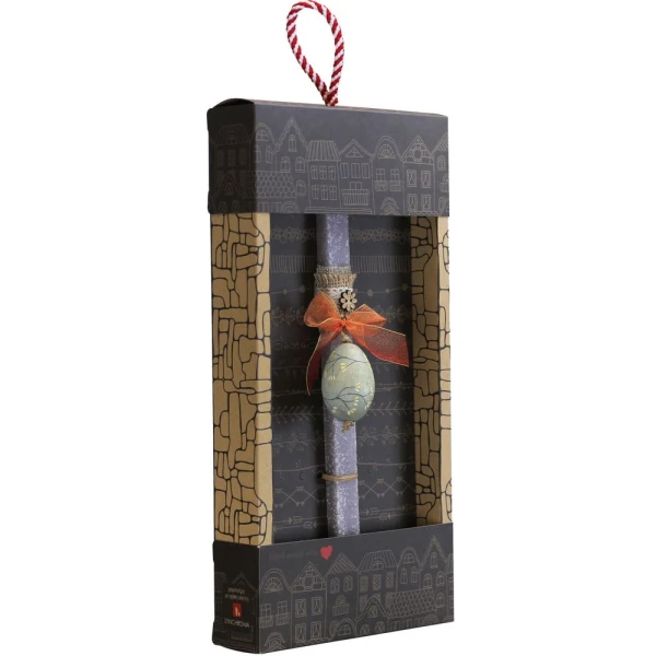 SYNCHRONIA HANDMADE CANDLE 30 cm PAINTED EGG WITH BRANCHES GREY