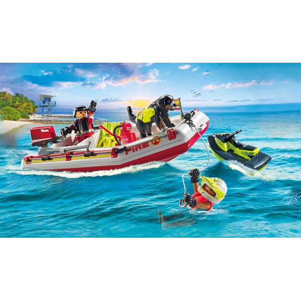 PLAYMOBIL CITY ACTION FIREBOAT WITH AQUA SCOOTER