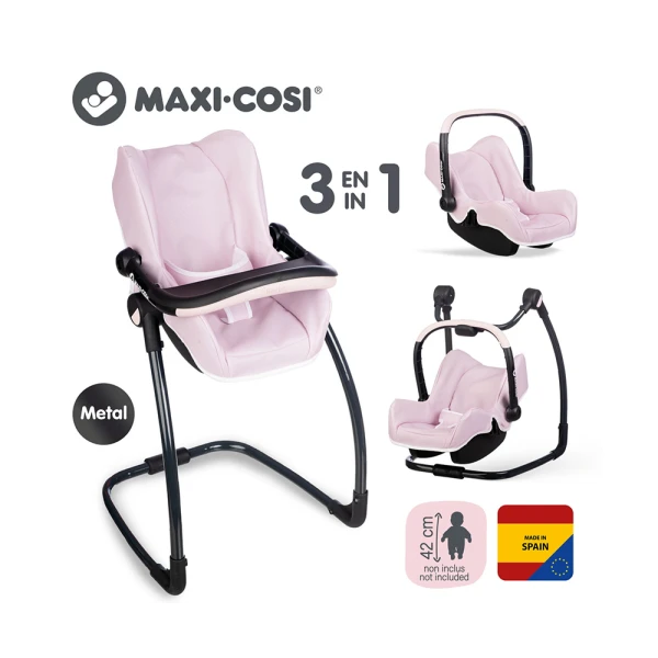 SMOBY MAXI COSI ΚΑΘΙΣΜΑ ΚΑΙ ΚΑΡΕΚΛΑ ΦΑΓΗΤΟΥ ΚΟΥΚΛΑΣ ΡΟΖ
