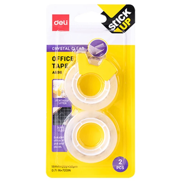 DELI STICK UP TRANSPARENT TAPE 18mmX27.4m WITH DISPENSER