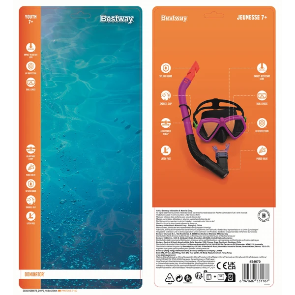 BESTWAY SET MASK & SNORKEL DOMINATOR PINK-BLACK
