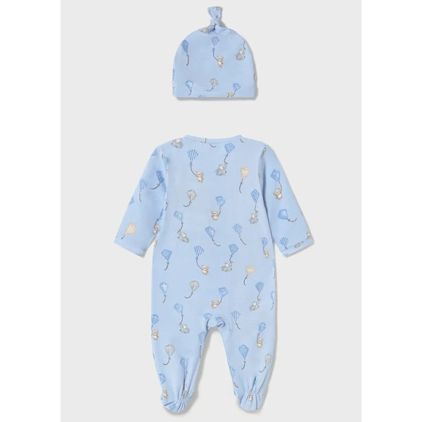 MAYORAL ONESIE LONG WITH HAT LIGHT BLUE 