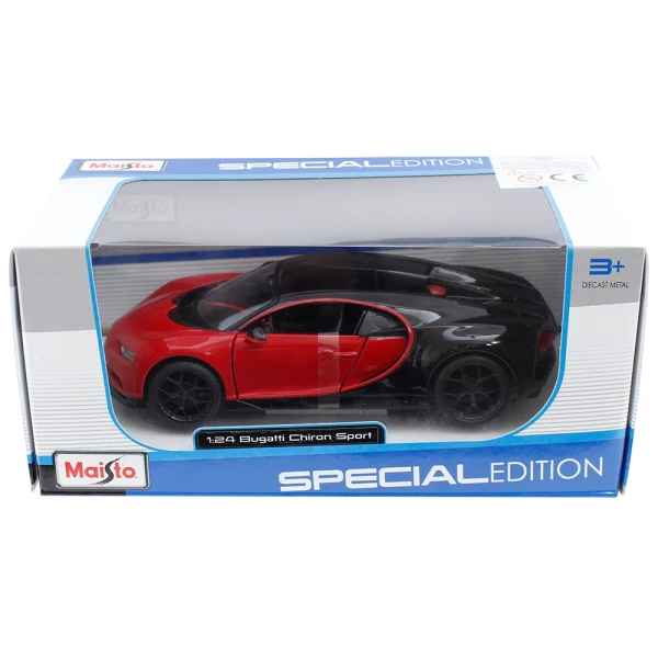 MAISTO 1:24 SPECIAL EDITION BUGATTI CHIRON SPORT BLACK RED